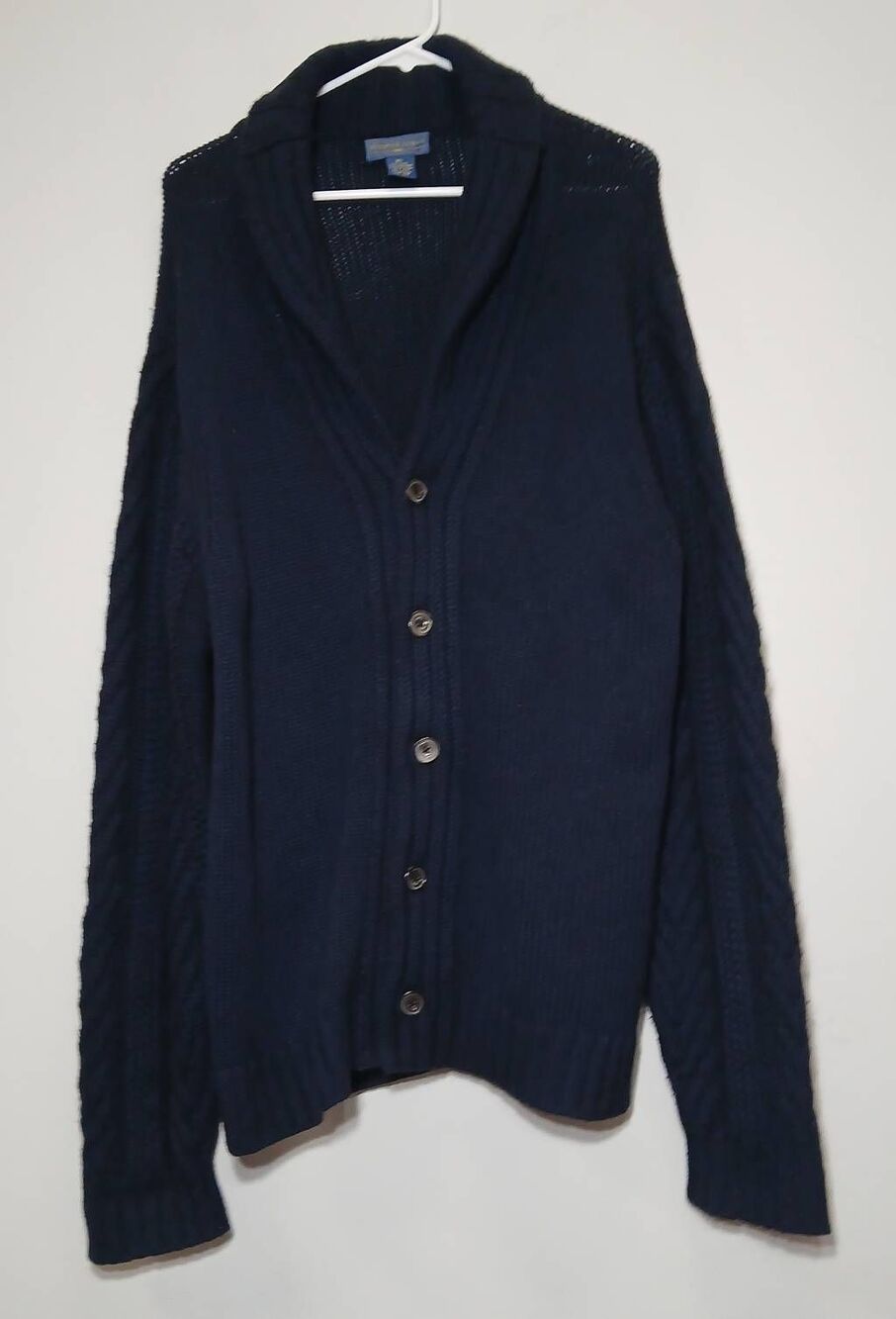 Joseph & Lyman mens xlarge wool cashmere shawl collar cardigan sweater blue